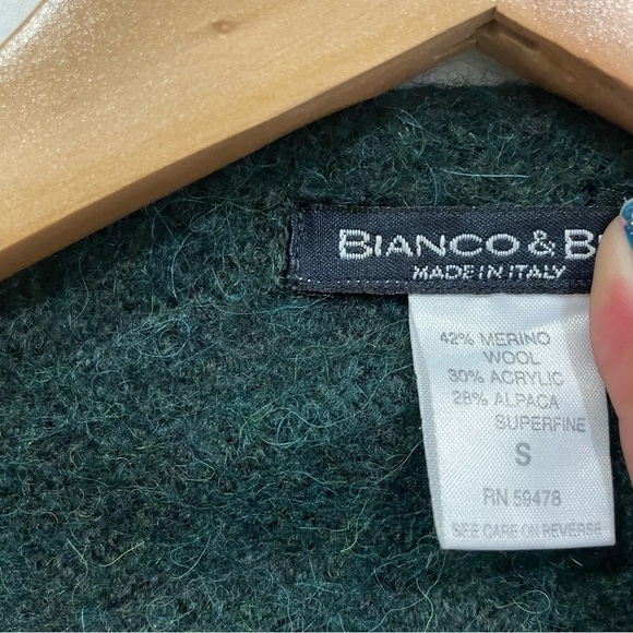 Bianco & Blu Made In Italy Wool Blend Dark Green Draped Cardigan Jacket Size S - Picture 3 of 4